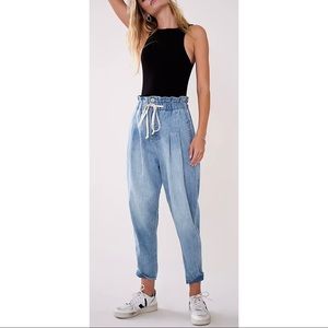 Free People Margate Pleated Denim Trouser